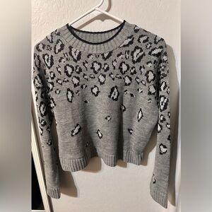 Express Gray Leopard Print Sweater